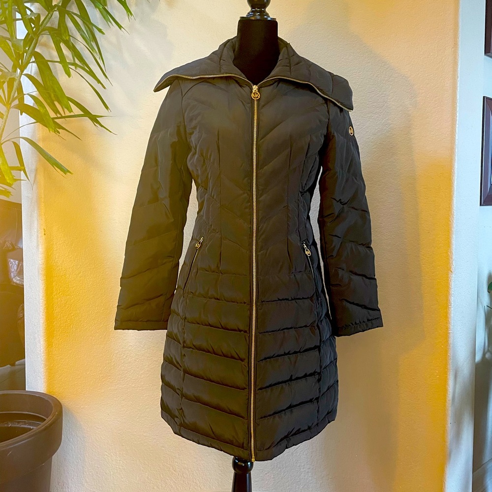 Michael Kors long coat, dark olive color